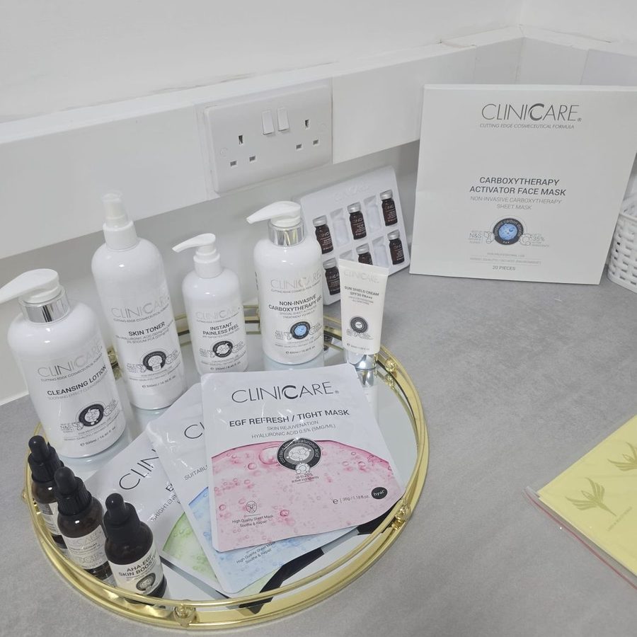 The CLINICARE professional skincare range used in facials and peels