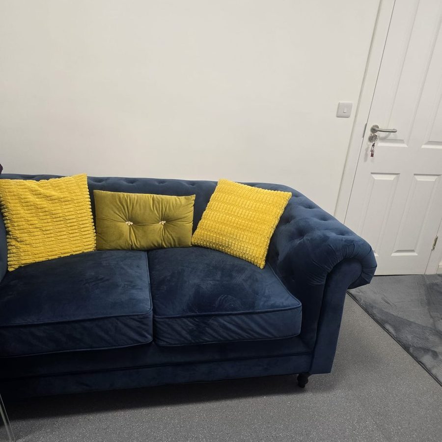 The waiting area sofa